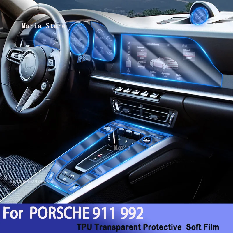 

For PORSCHE 911 992 (2019-2023) Car Accessories TPU Gearbox Panel Navigation Screen Interior Protective Film Sticker