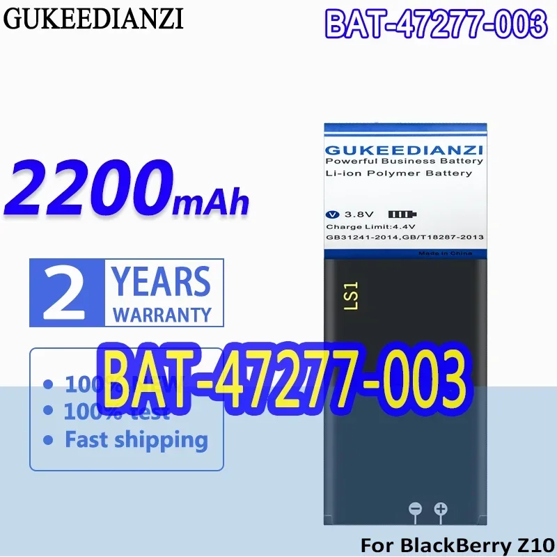 High Capacity GUKEEDIANZI Battery 2200mAh For BlackBerry BBSTL100-4W BAT-47277-003 Z10 STL100-2-1-3 bateria