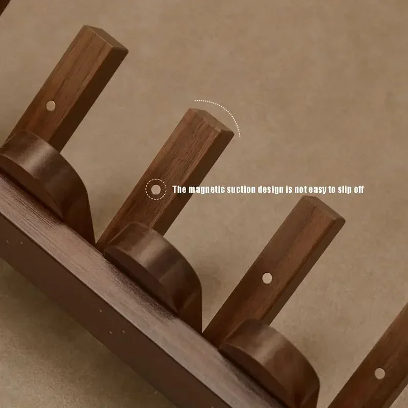 Perchero de madera de nogal montado en la pared con gancho oculto, percha decorativa para ropa, sombrero, llave, armario, sala de estar, pasillo,