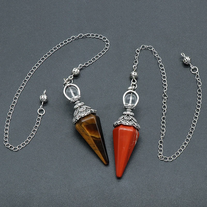 Péndulo de espíritu de cono Hexagonal, colgante de piedra Natural, adivinación, curación, energía de salud para fabricación de joyas, collares, accesorios
