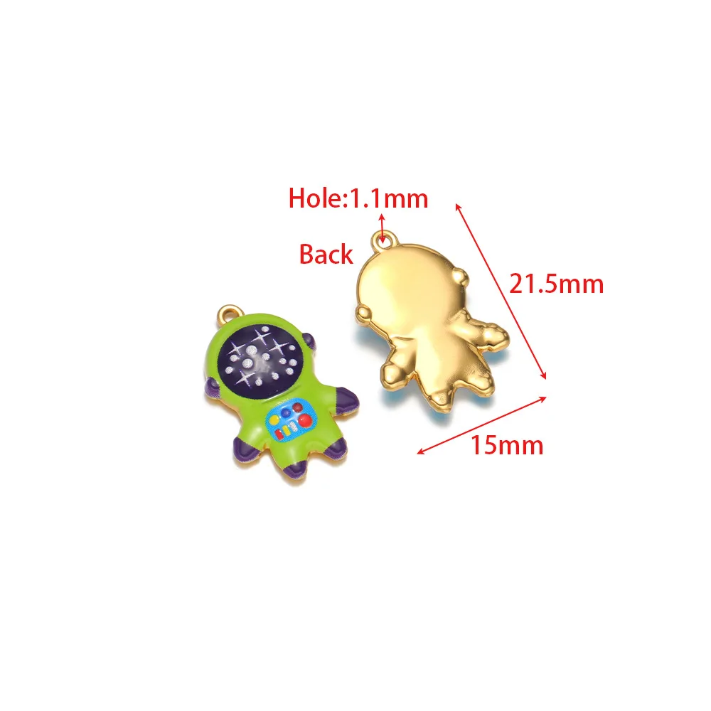 4pcs Stainless Steel Enamel Astronaut Charms Pendant for Jewelry Making DIY Necklace Earrings Keychain Accessories