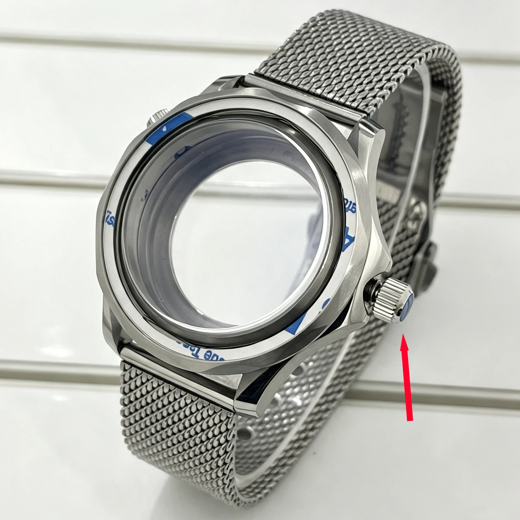 41mm Stainless Steel Case With Mesh Strap, Interchangeable Watch Components, Water-Resistant, Suitable for 8215/ST1612 Movement