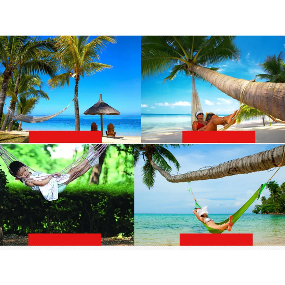 Breathable Mesh Rope Hammock Strong Nylon Portable Camping Hammock for Hiking Travel Outdoor Leisure Hanging Bed Stretcher Use