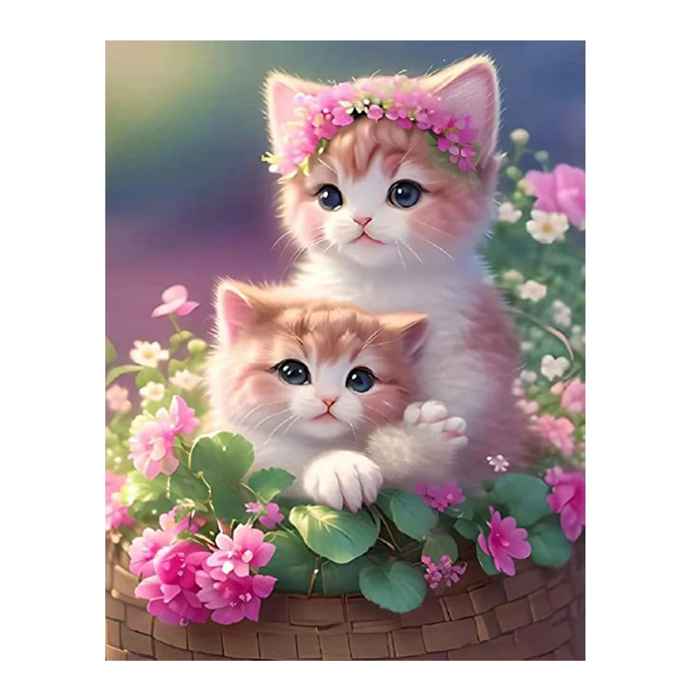 LZAIQIZG 5D Diamond Painting Flower Cat Full Square/Round Diamond Cross Stitch Kit Embroidery Picture  Home Decoration