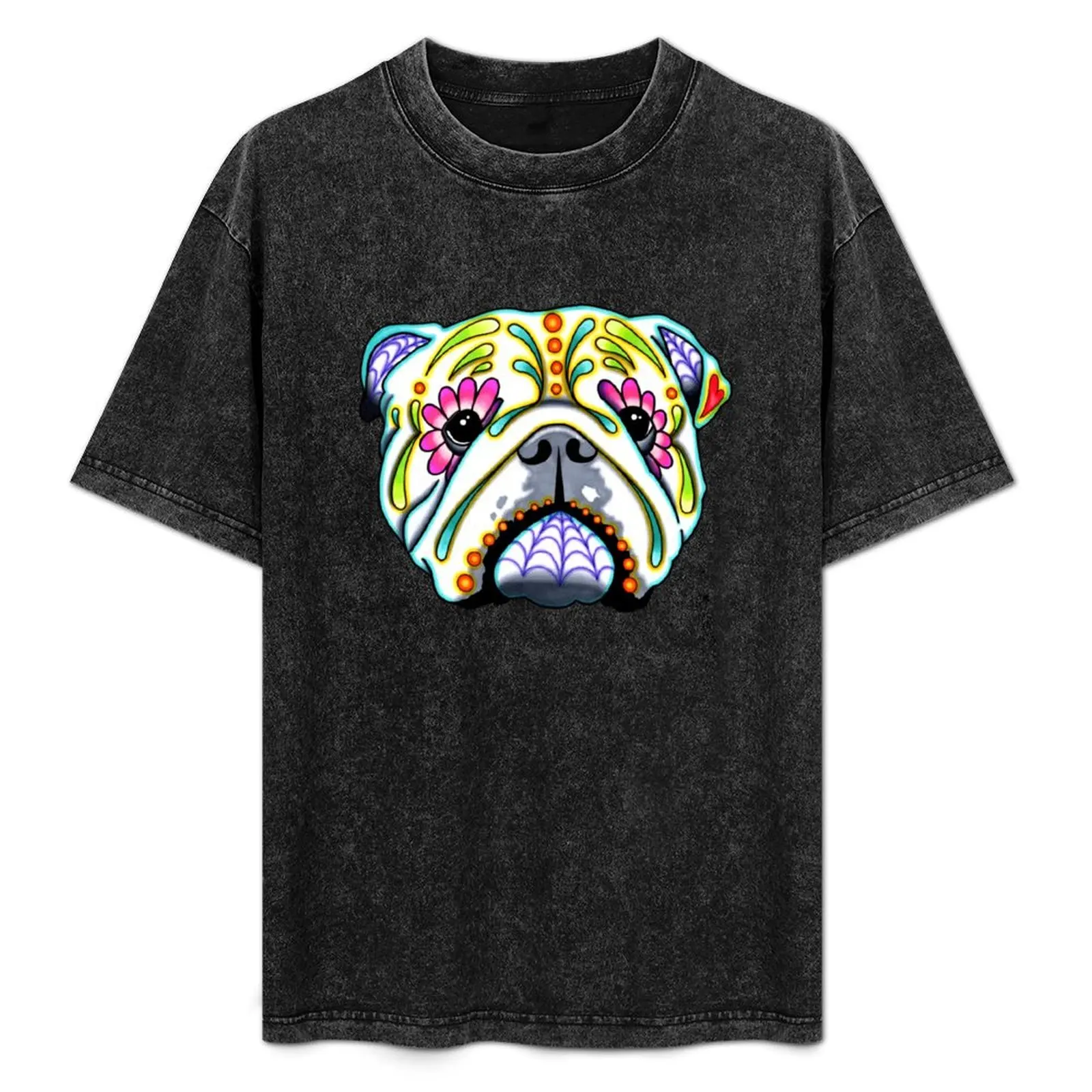 

English Bulldog Day of the Dead Sugar Skull Dog T-Shirt Lightweight Hiking T-Shirt