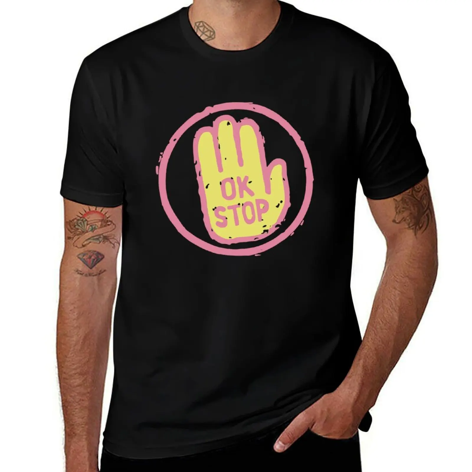 OK STOP T-Shirt Plus Size Workout Short Sleeve Top T-Shirt