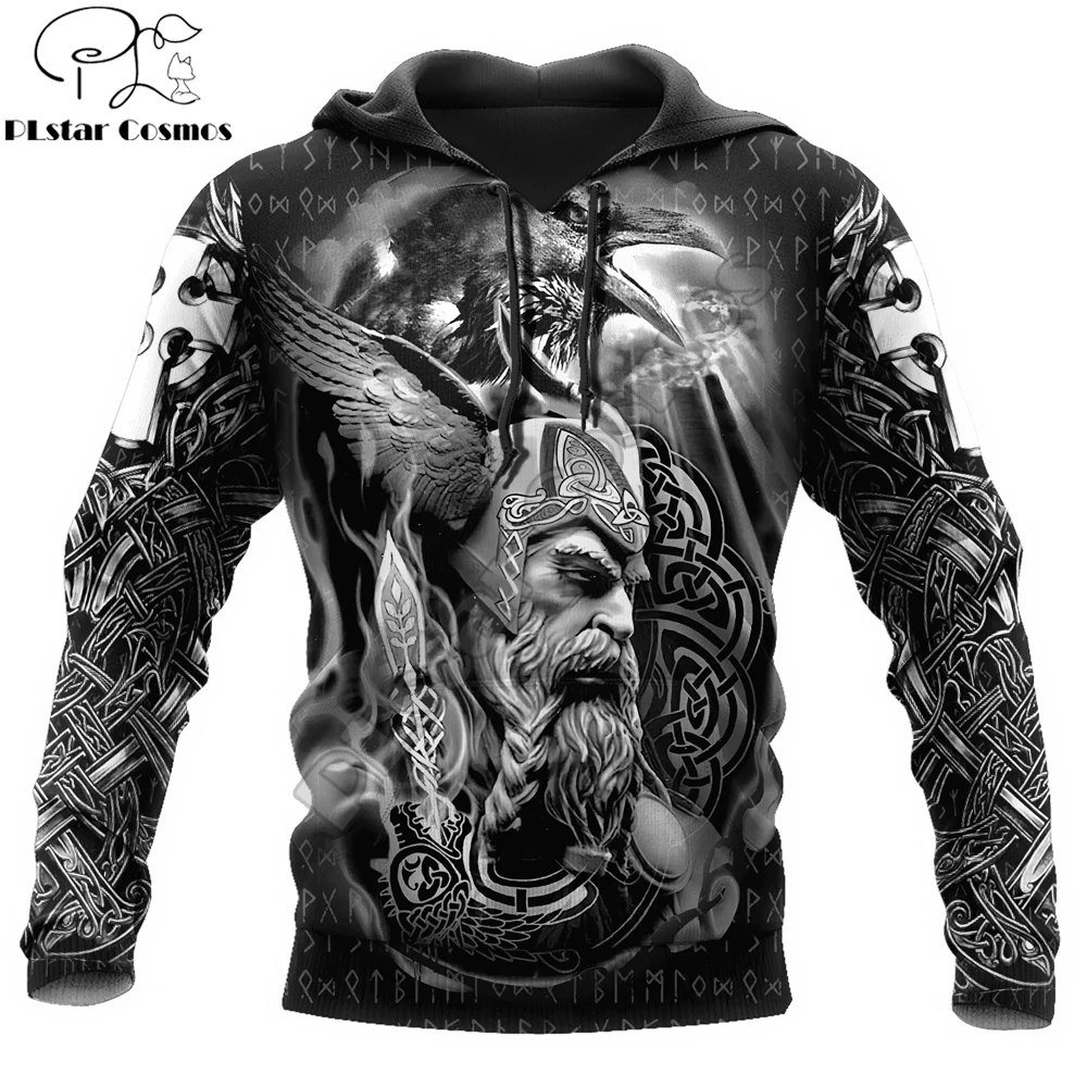 PLstar Cosmos Odin Raven Wolf Tattoo 3D Printed Mens hoodie & Sweatshirt Autumn Unisex zip Hoodie Casual Sportswear DW932