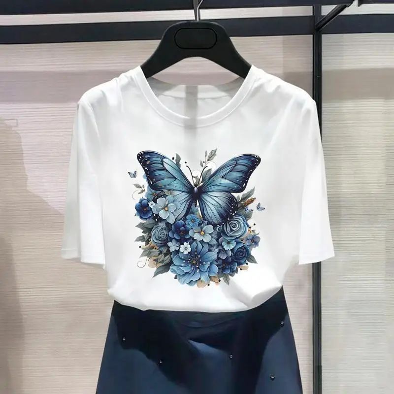 

Casual Pure Cotton Women's T-shirts Print Unique Pattern Simple Short Sleeved For Women New Texture Solid Color Daily Life Tops