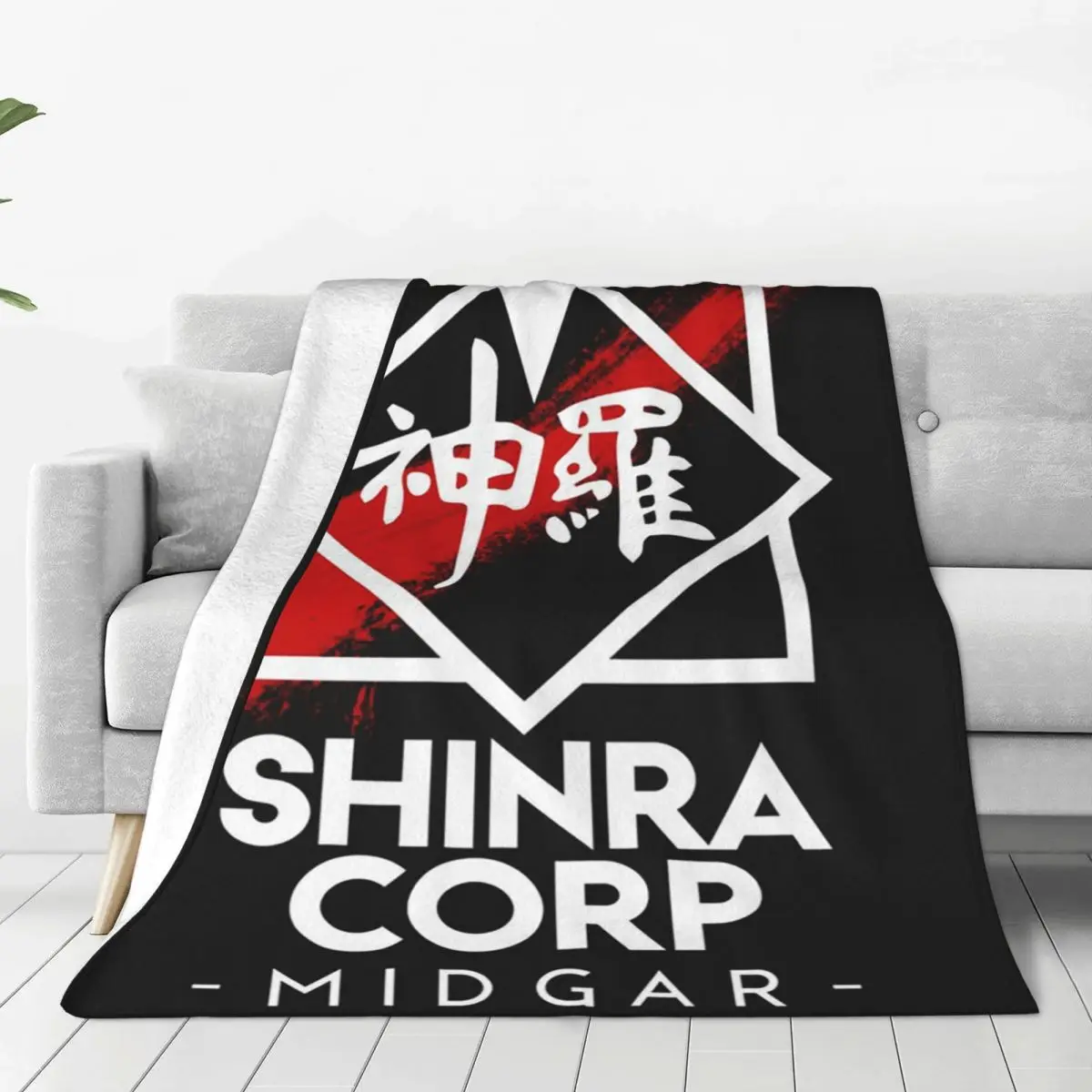 Final Fantasy Shinra Corp Midgar Blankets Soft Warm Flannel Throw Blanket Cover for Bed Living room Picnic Travel Home Couch