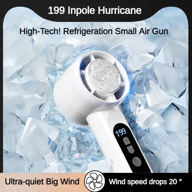 Handheld Portable Fan 199-Speed Desktop Fan USB Rechargeable Cooling Refrigeration Fan LED Display For Home Office Travel ﻿