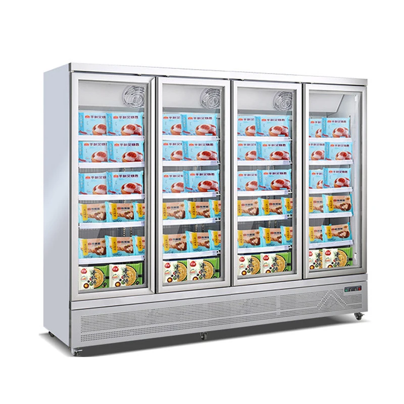 

Grocery Store 4 Glass Doors Vertical Gelato Cabinet Refrigerator Ice Cream Display Fridge and Freezer