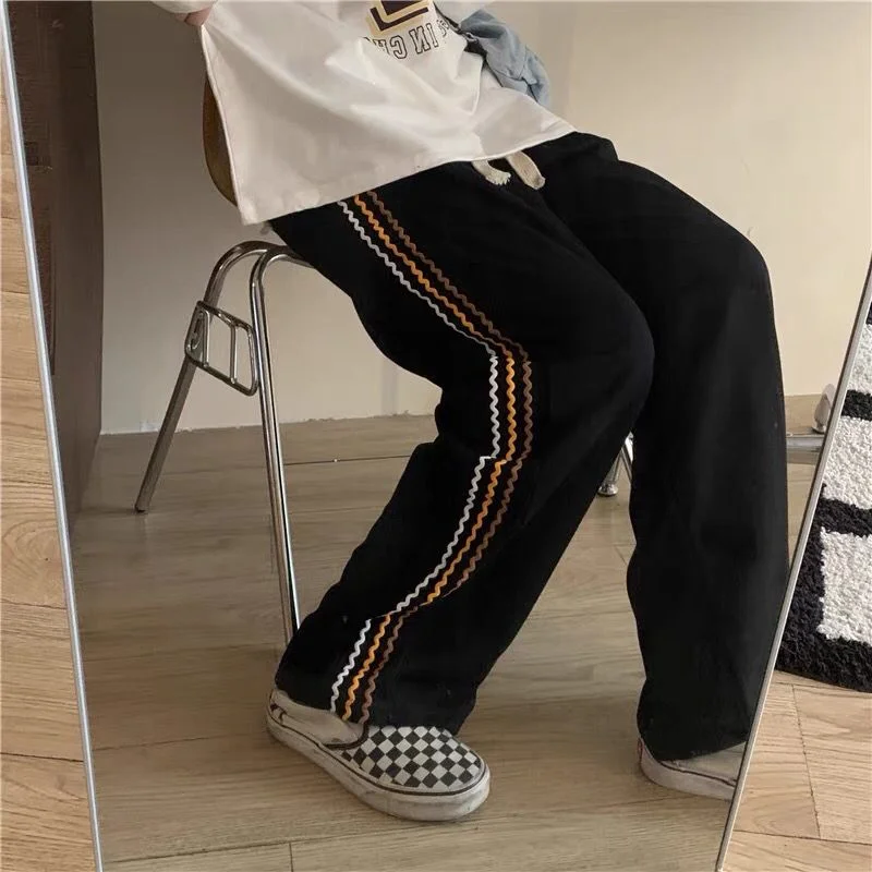 

Новые повседневные спортивные брюки женские свободные струящиеся широкие брюки