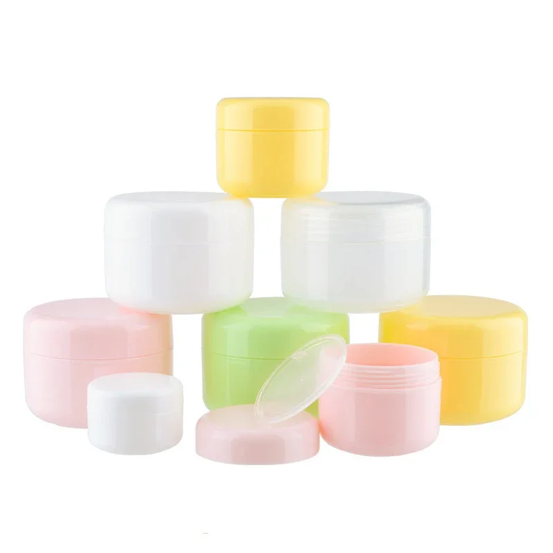 10 Stuks Lege 10G-100G Kleurrijke Reis Plastic Cosmetische Potpotten Met Liners Make-Up Dispenser Containers Voor Gezichtscrème Lippenbalsem