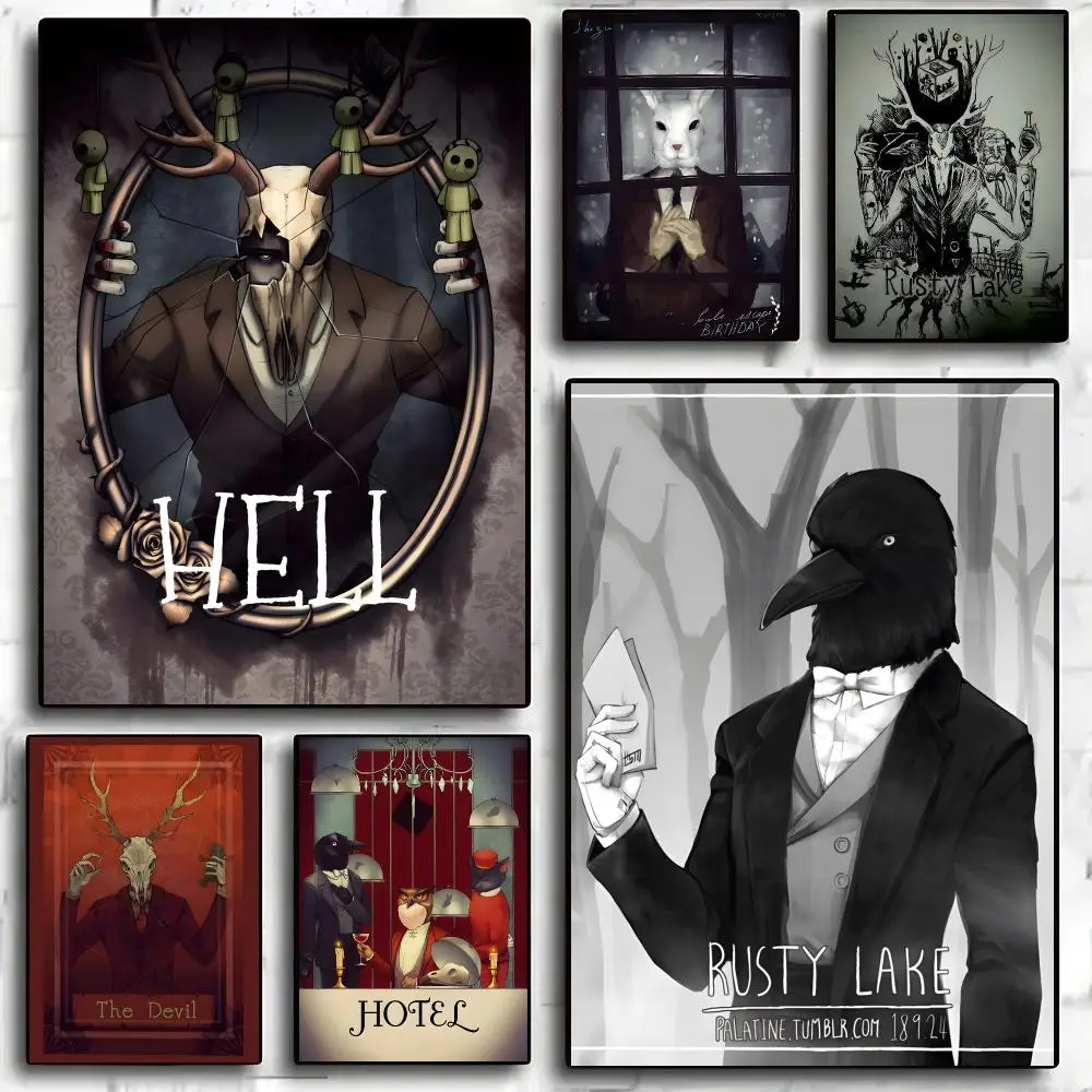 Game Rusty Lake Collection Of Characters Poster Self-adhesive Living Room Bedroom Party Bar Decor Moisture-proof Fade-resistant