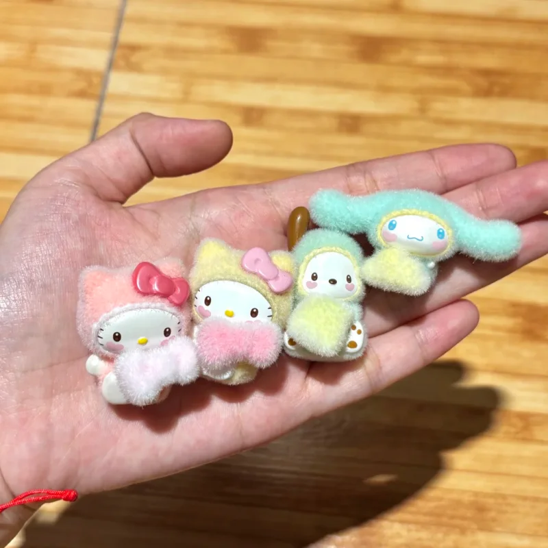 Authentic Sanrio Charaters Rongrong Little Baby Series Flocked Blind Box Cute And Exquisite Ornaments Girl's Gift Surprise Box