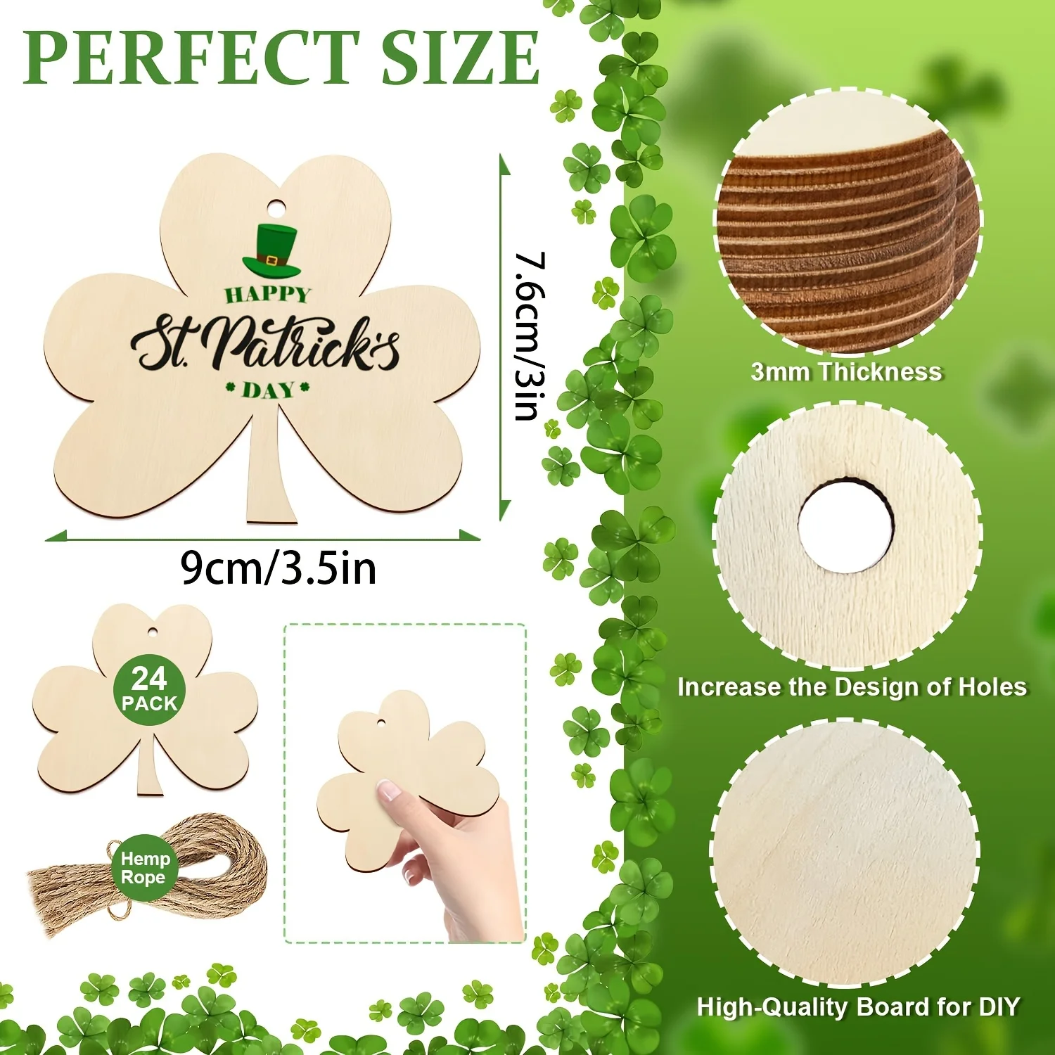 1PCS Lucky Wooden Clover Disc Artisan Bespoke Wood Farmhouse Springtime Celebrations Vernal Equinox Family  Gatherings Interior