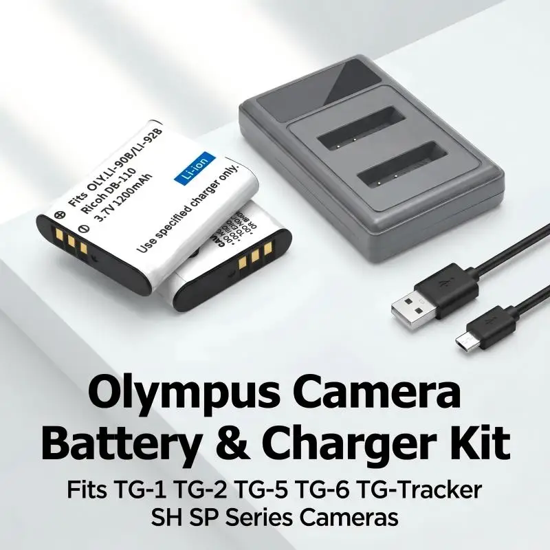 LI-90B LI-92B Rechargeable Battery And Charger Kit For Olympus Tough TG-1 TG-2 TG-5 TG-6 TG-Tracker SH-1 SH-2 SP-100 IHS Camera