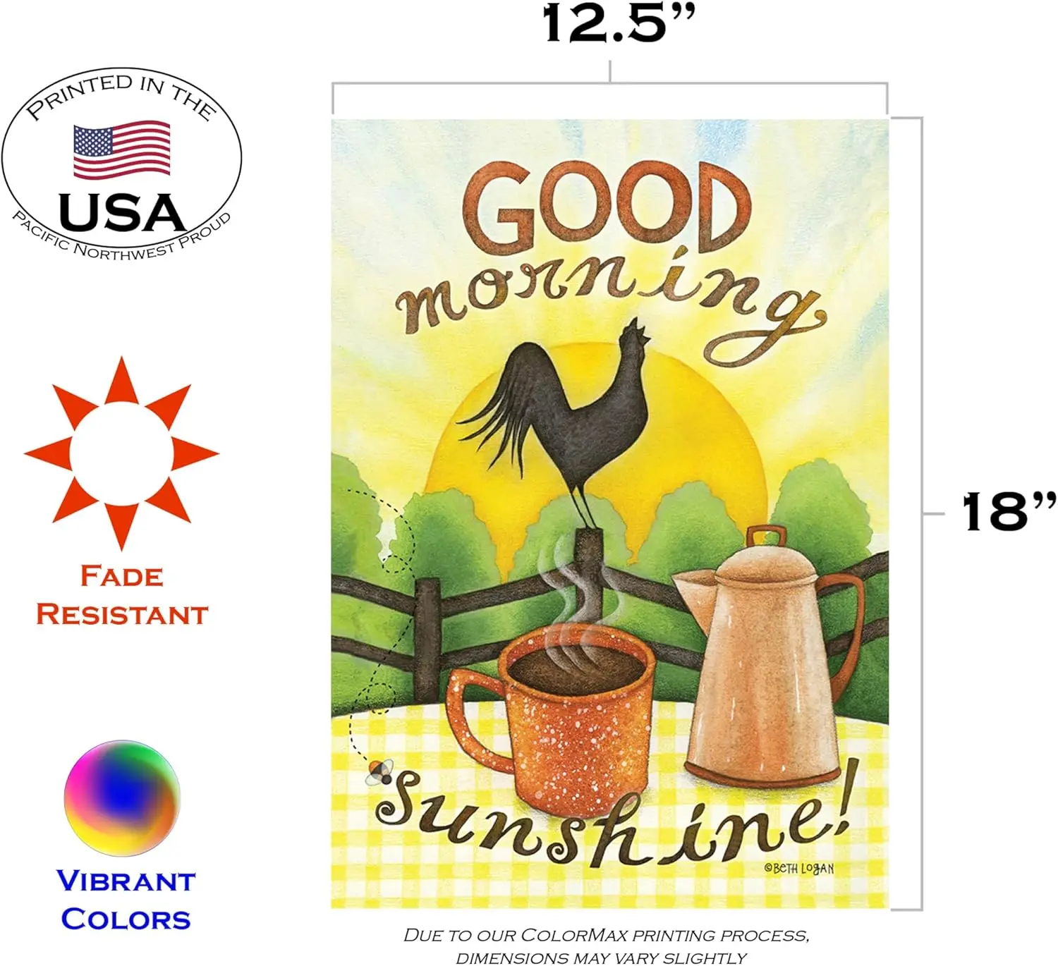 Toland Home Garden 119757 Good Morning Sunshine Coffee Flag 12x18 Inch Double Sided Coffee Garden Flag for Outdoor House Farm Fl