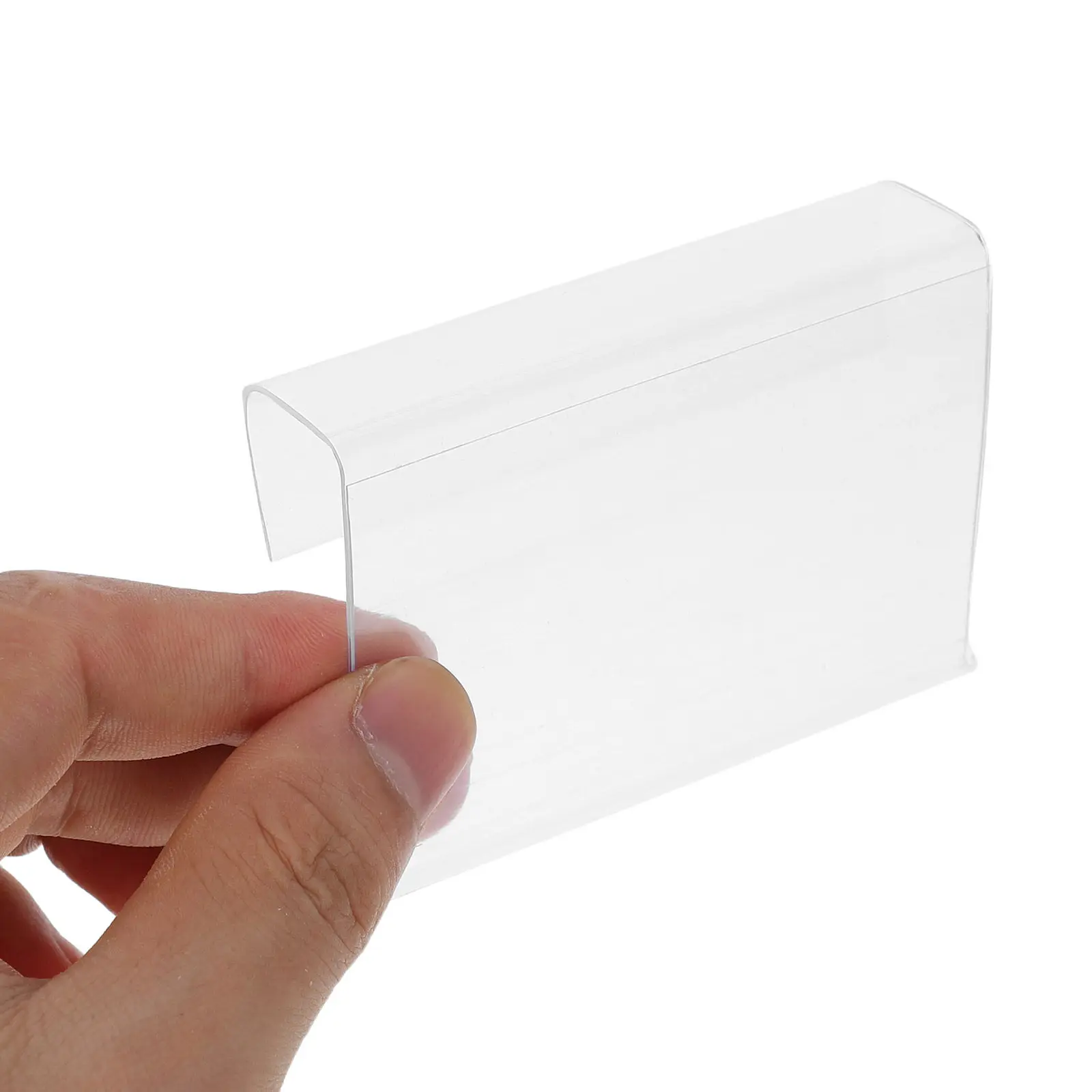 

50 шт. прозрачных держателей для этикеток из ПВХ для проволочных полок, многоразовые зажимы для ценников на краю полки, клипсы для демонстрации ценников в розничной торговле