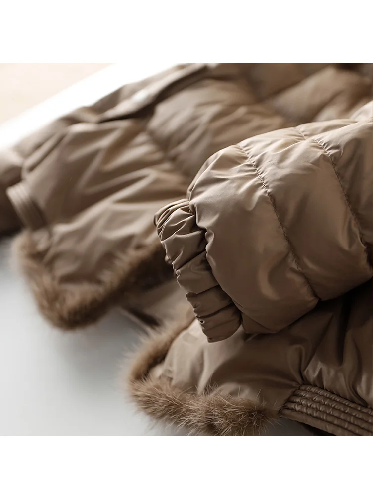 90% White Duck Down Jacket Ladies Warm Puffer Coat Female Vintage Button Thick Parkas Winter Women Real Fox Fur Collar