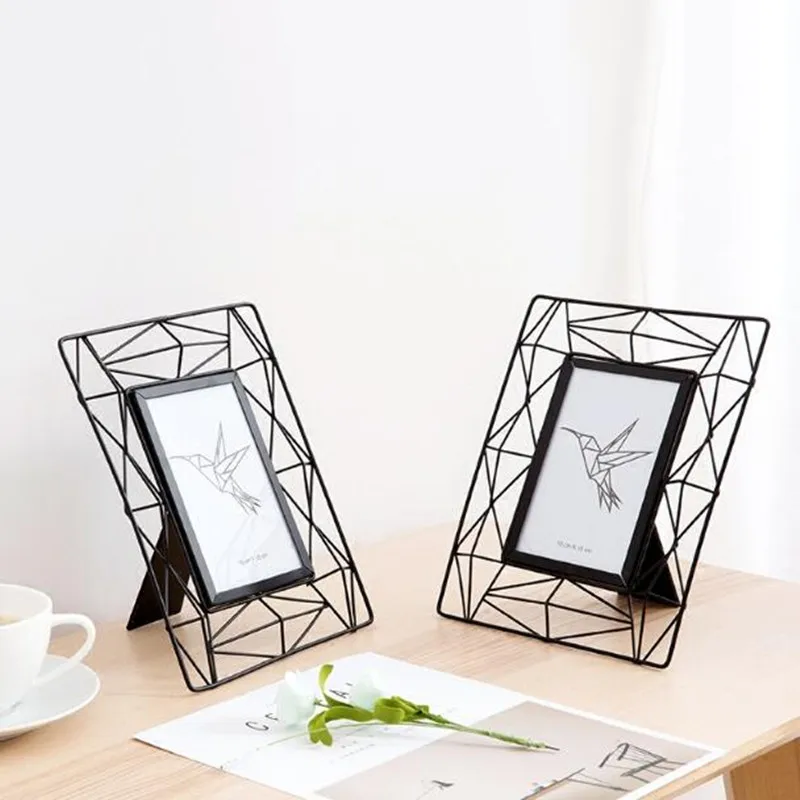 6 Inch iron photo frame hollow Picture Frame Display Stand holder  Home Decoration Accessories birthday wedding party supplies