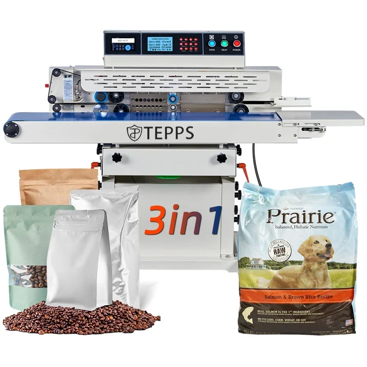 Industrial Horizontal Continuous Sealers for Nitrogen Gas  Date Printing Plastic Paper Bags for Beverage Foil Film Pouch