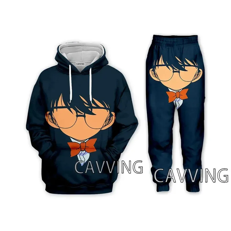 Detective Conan Hooded Sweatshirts e Calças Set para Homens e Mulheres, 3D Print, Moda Calças Suit, Roupas, Novo, R01