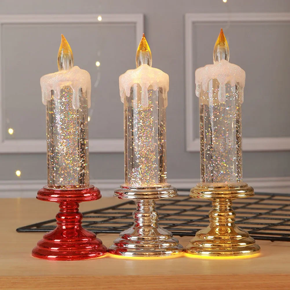 LED Electronic Candle Light Battery Operated Glitter Lighting Flameless Flickering Candles For Wedding Birthday Party Decoration