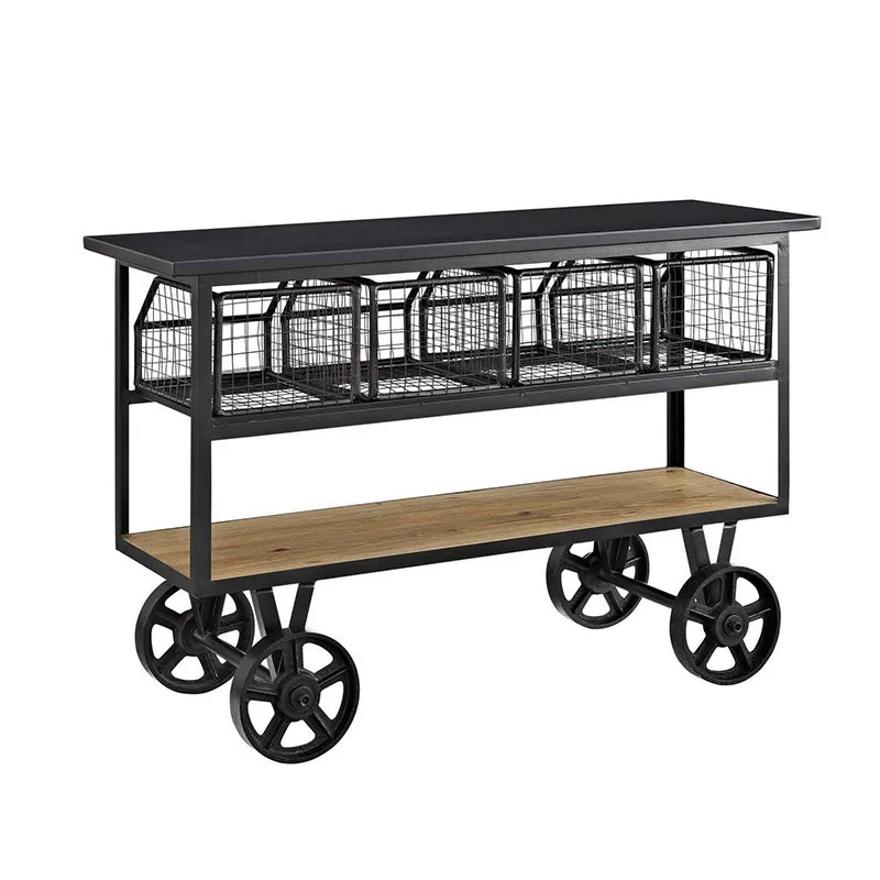 

Solid wood retro dining car wheelbarrow dining plate collection car hotel