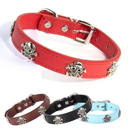 Cool Skull Head Decoration PU Leather Dog Collar for Small Medium Large Dogs Cat Puppy Chihuahua Accesorios pitbull perro