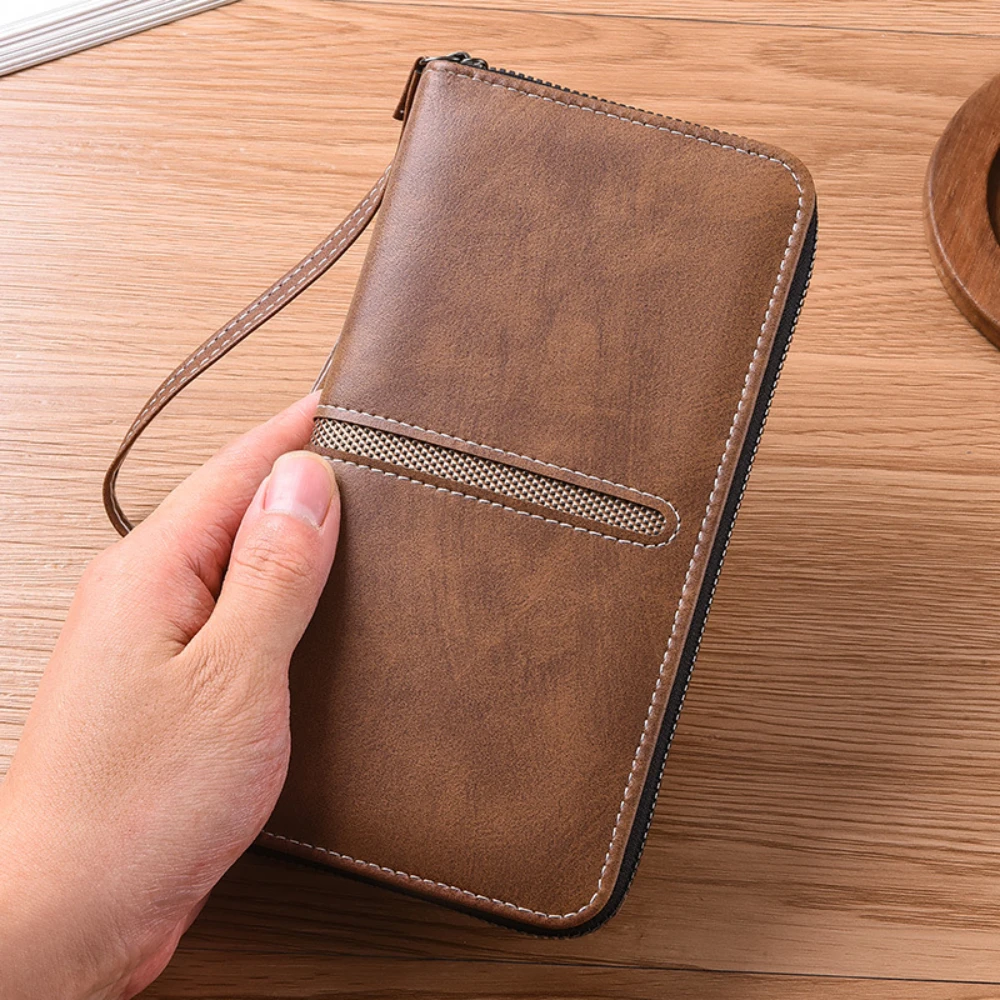 Fashion Zipper Wallet Large Capacity Large Capacity Purse Men Long Wallet Multi-Card Mens Money Bag For Travel Office Business