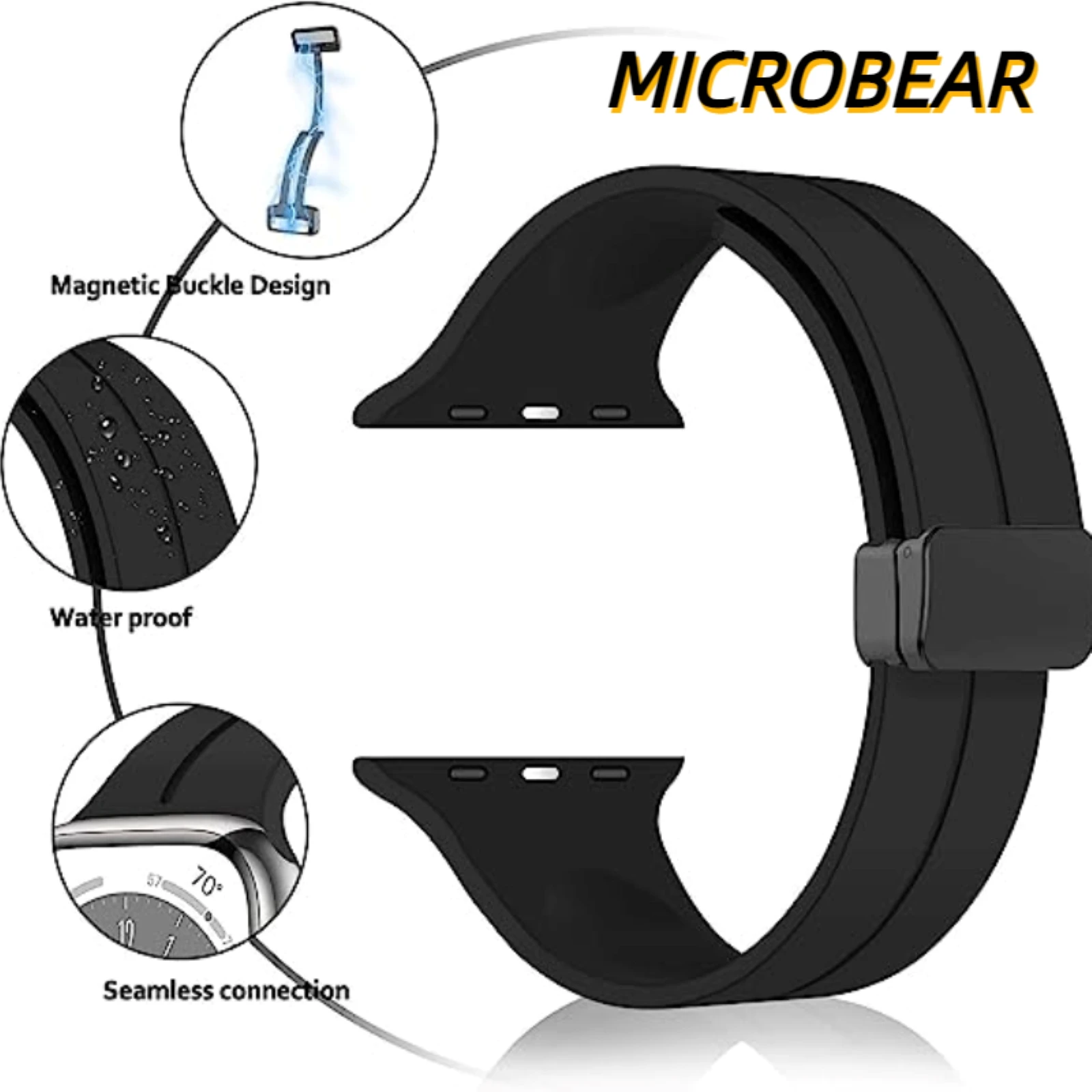 Correa de silicona resistente al sudor con cierre magnético fuerte para Apple Watch Series 10/9/8/7/correa Ultra ajustable 49/45/44/42/41/40/38mm