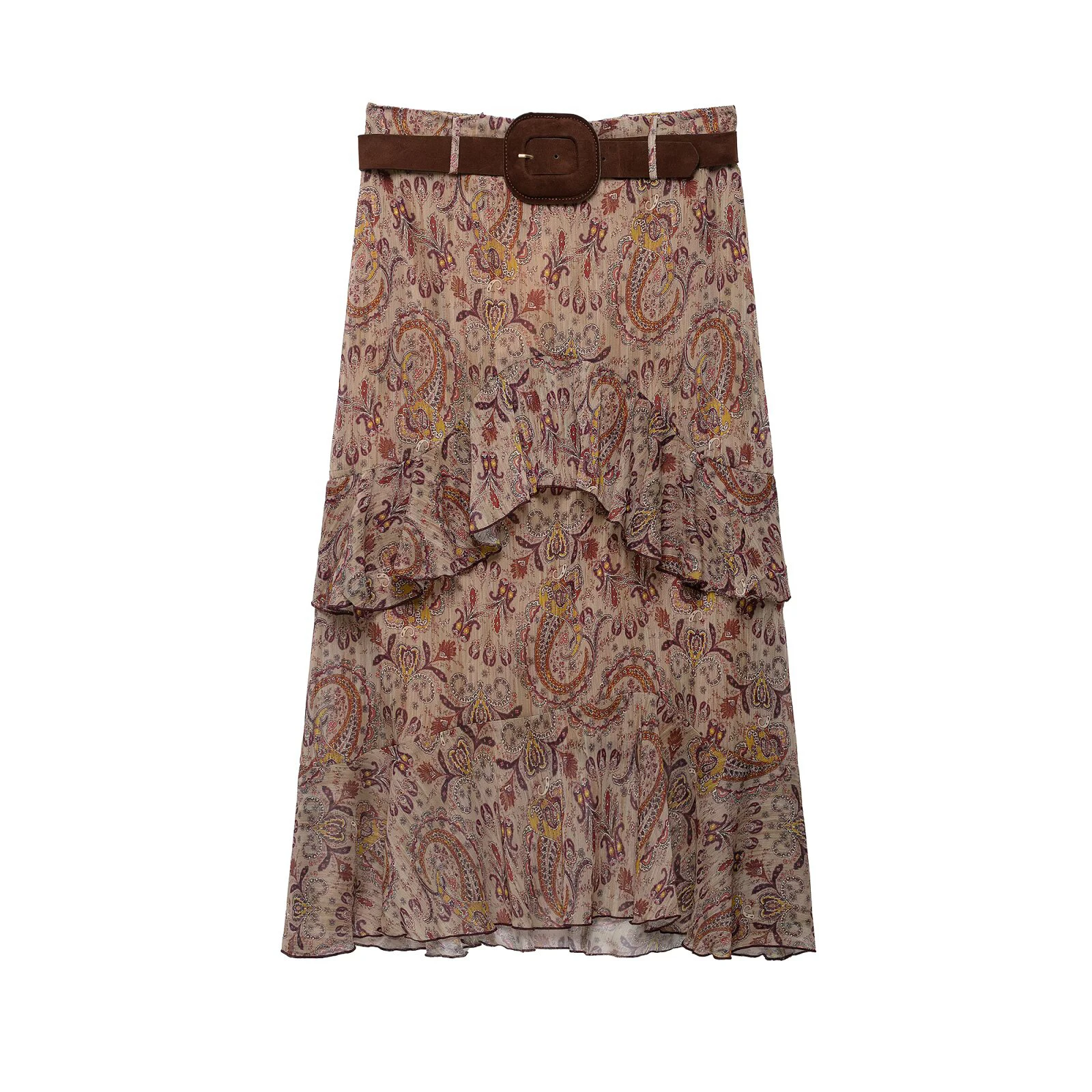 2026 Autumn New Product Women's Fashion Matching Belt Printed Stacked Decorative Belt Midi Half Skirt