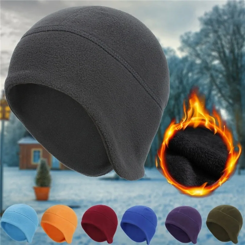 Winter Outdoor Warm Beanie Rocker Fleece Ear Protection Cap Windproof Coldproof Headwrap Hat Lined Hat Bicycle Riding Hat