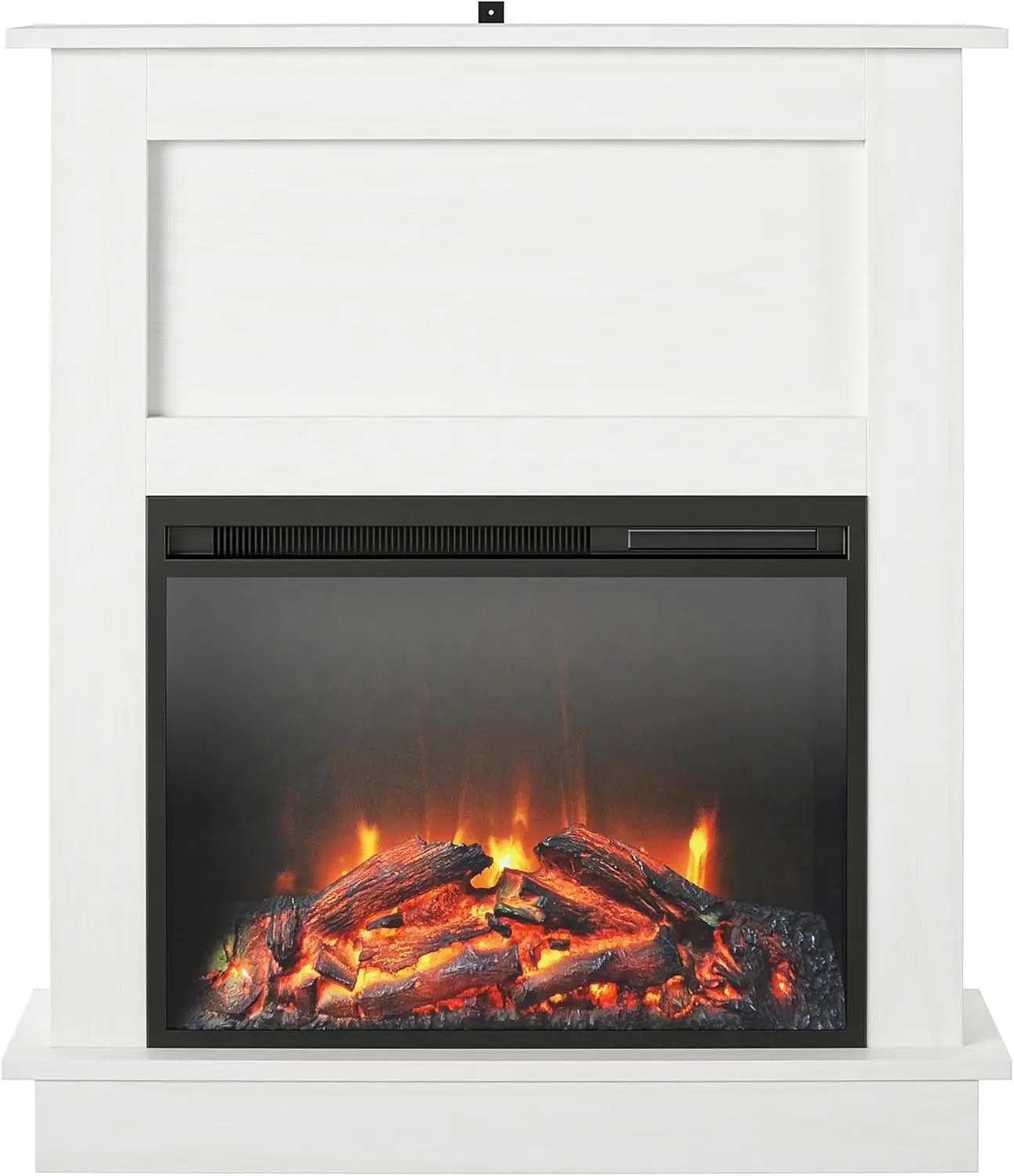 Home Ellsworth 32 Inch Electric Fireplace with Mantel, Replaceable Fireplace Insert Heater, Remote Control, Timer,