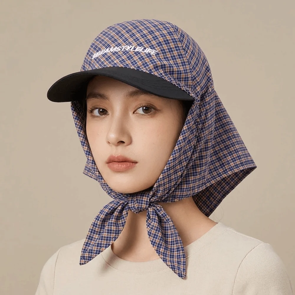 

Fashion Korean Style Headscarf Baseball Hat Plaid Hip-hop Strappy Scarf Hat Spicy Girls Hair Band Letter Headscarf Hat Summer