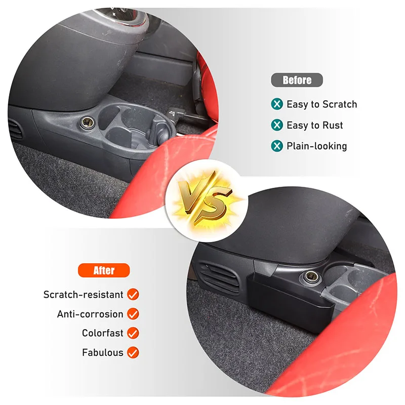 For Fiat 500 2007-2024 ABS Black Center Console Side Storage Box Multi-Function Mobile Phone Tray Car Interior Accessories