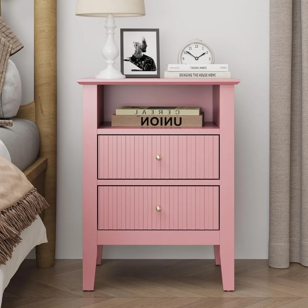 منضدة محطة شحن، طاولة أريكة مخددة بدرجين، طاولة نهاية خشبية لغرفة النوم مع مساحة تخزين #6