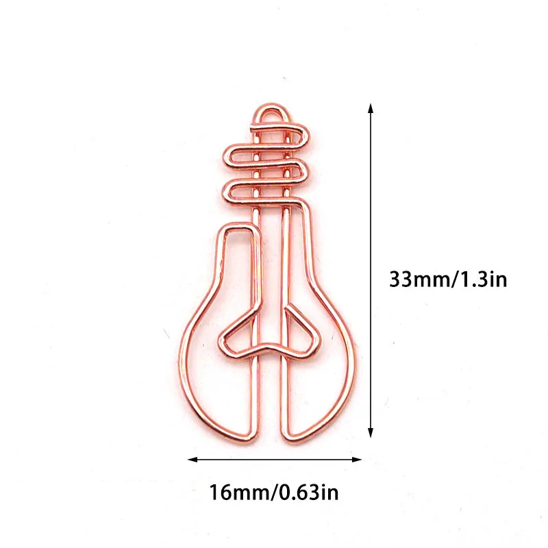 Imagem -04 - Clipe de Papel em Forma de Lâmpada Dourada Atacado Marcador de Metal Marcador de Página Localizador de Página Pino de Ouro Rosa Clipes de Papel Dourados para Escritório