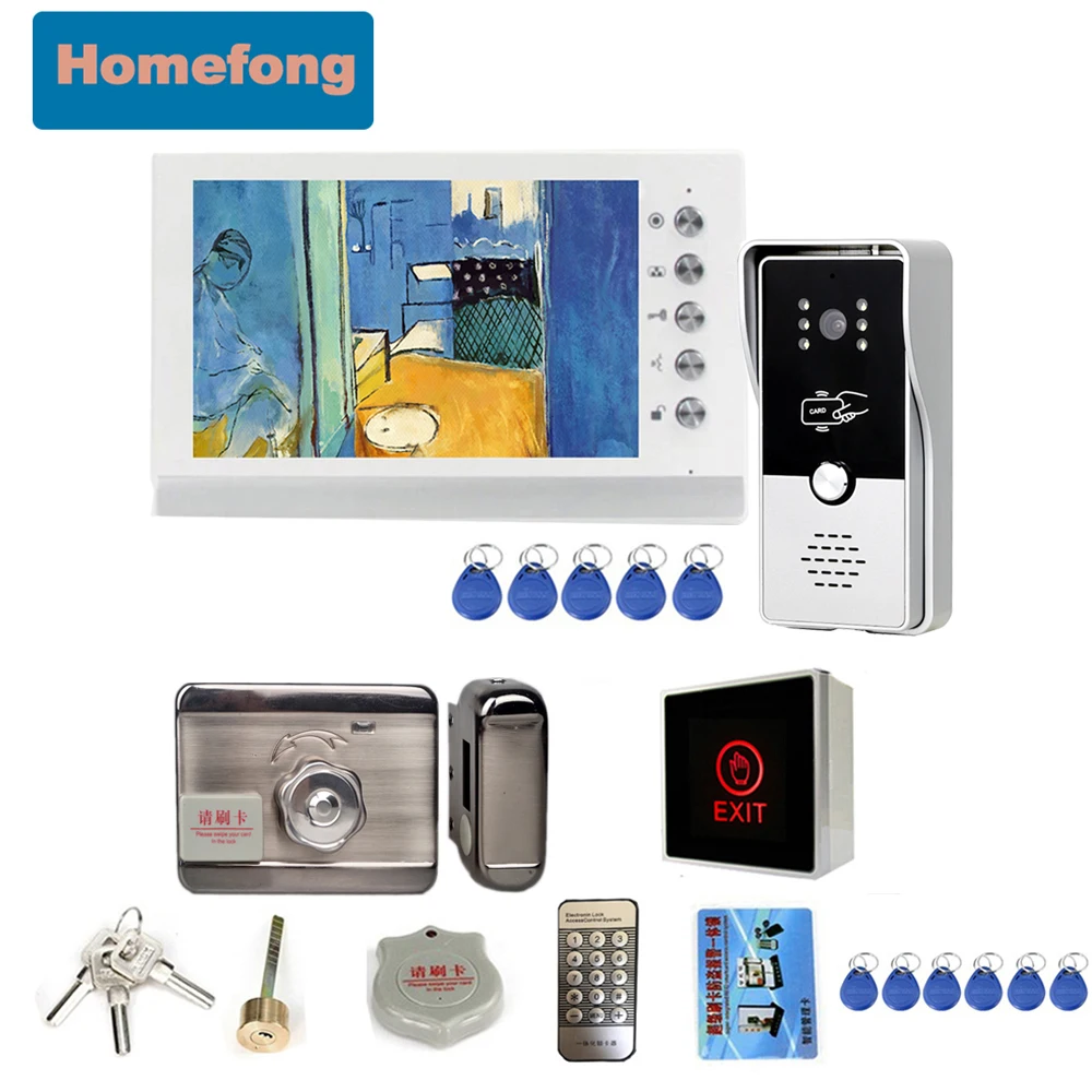 Homefong  Video Intercom 7 Inch RFID Video Door Phone Doorbell With Camera Electronic Lock Unlock Talk Access Control  Night