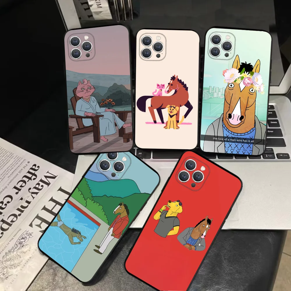 Cartoon B-BoJack H-Horseman  Phone Case For iPhone 16,15,14,13,12,11,Pro,X,XS,Max,XR,Plus,Mini Soft Black Cover