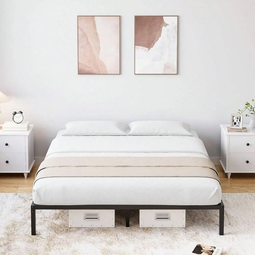 

Inch Twin Queen King Bed Frame No Box Spring Needed, Heavy Duty Metal Platform Bed Frame Twin Size For Bedroom Easy Assembly, N