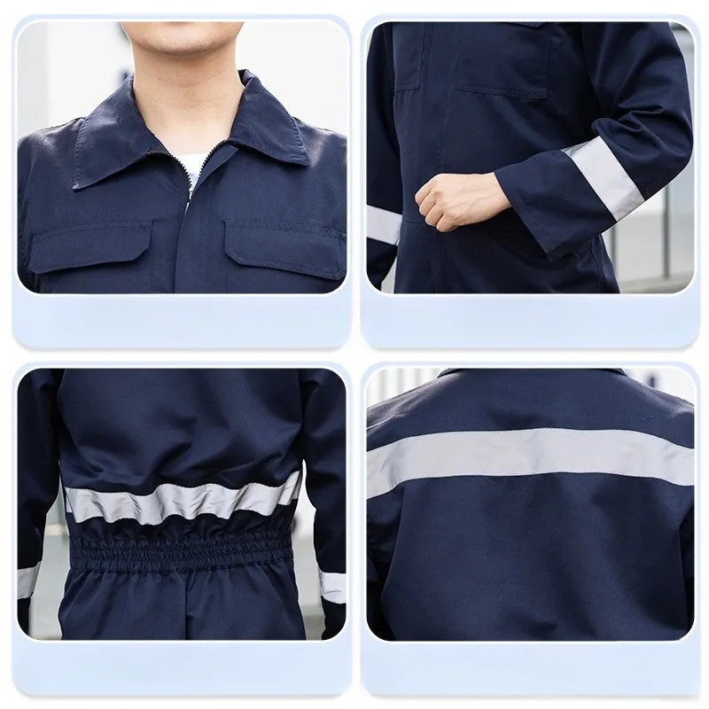 Lente Herfst Reflecterende Streep Overall Werkkleding Duurzaam Fabriek Workshop Uniform Arbeid Beschermend Pak