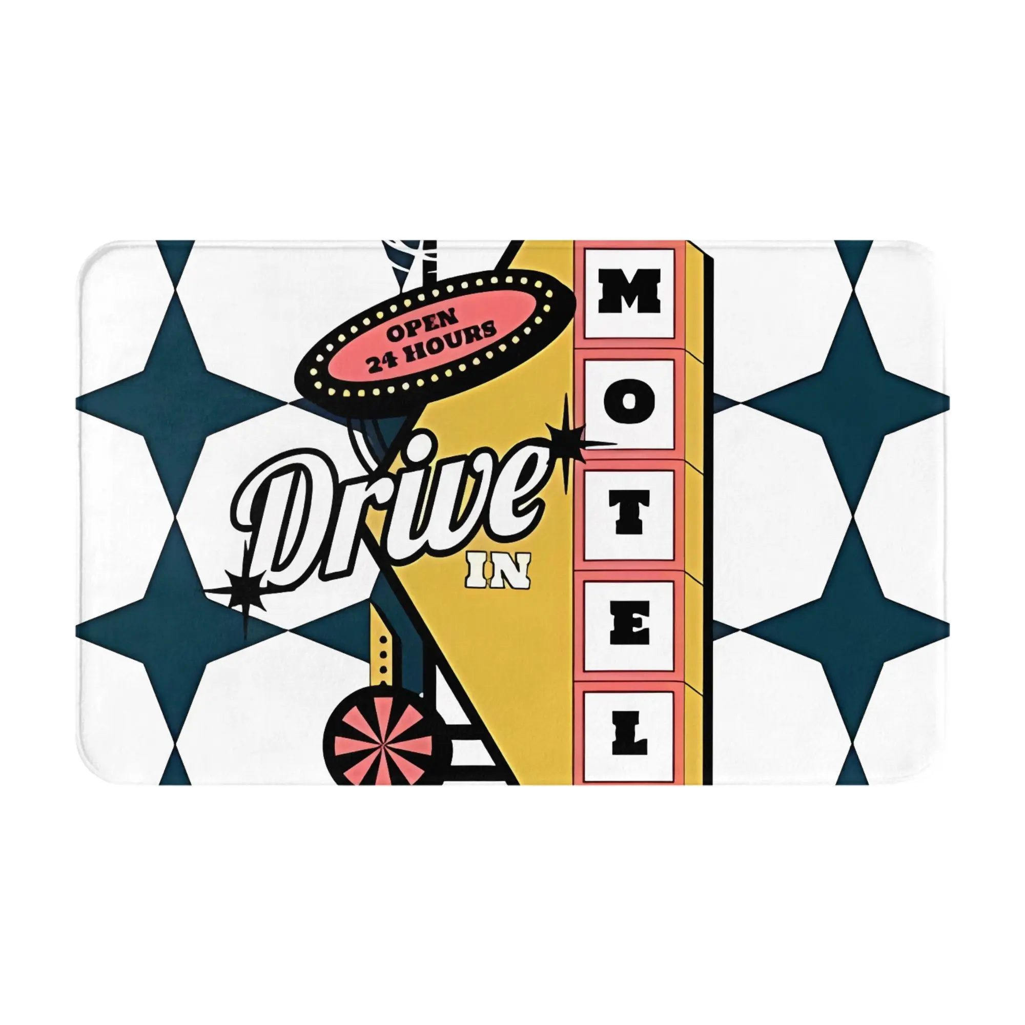 Retro Diner Style Doormat Welcome Mat for Entryway Hallway Bathroom Entrance Mat Cute Vintage Sign
