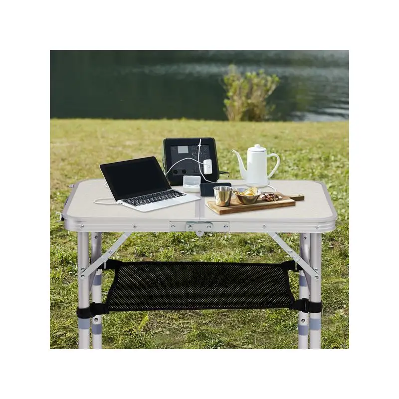 Portable 2ft Outdoor Folding Table, Adjustable Height Picnic Table, Lightweight Aluminum Camp Table with Carry Handle for