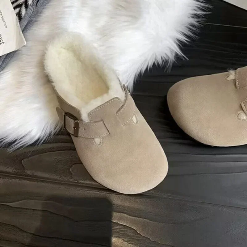 Ladies Indoor Casual Slippers Winter Women Outdoor Fleece Warm Slippers Low Female Mule Fashion Slippers for Women Comfortable