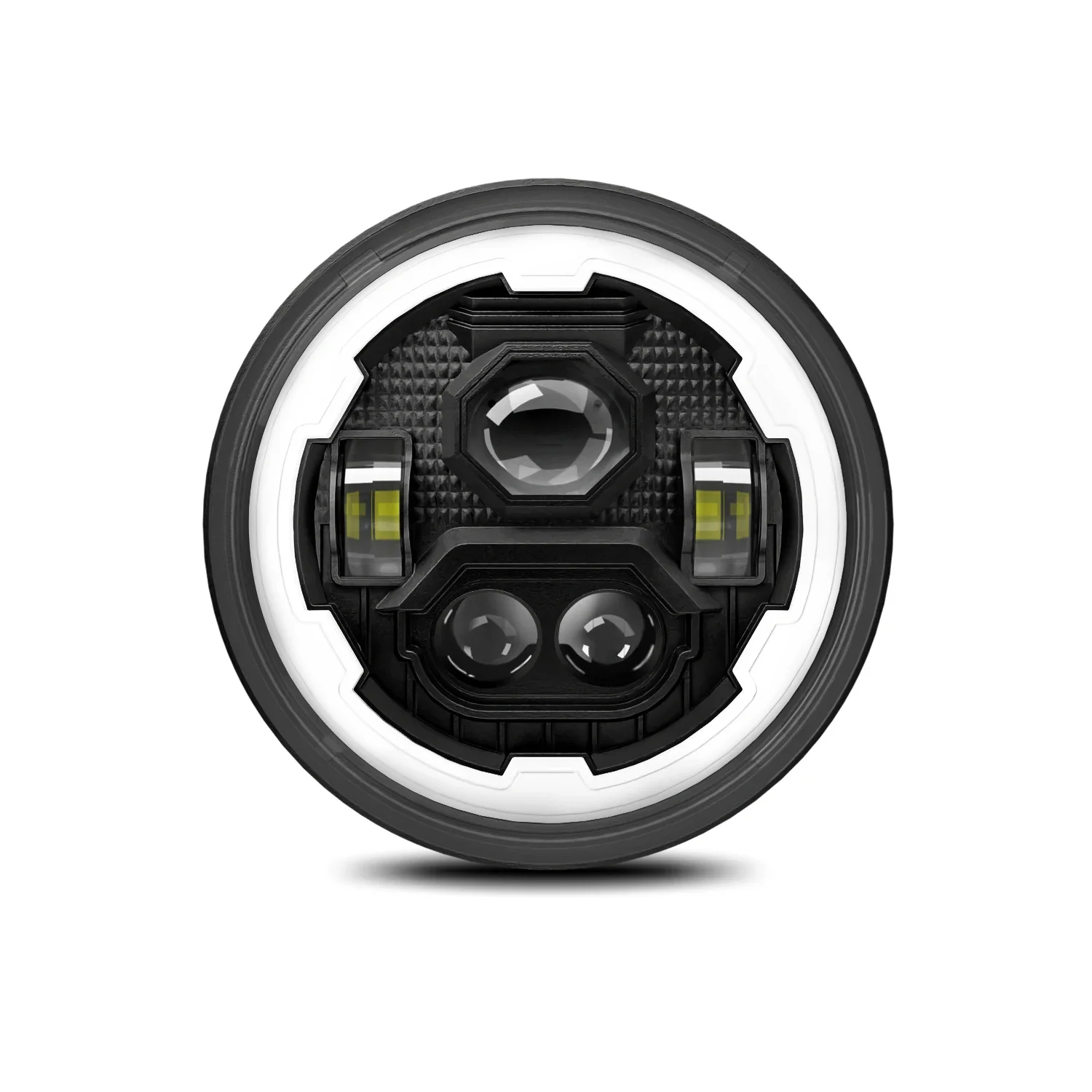 # Hot Sales R1 New 7inch LED Headlight Round (Gear Angel Eye) With Super Bright OSRAM CSP Chip 200W/30000LM H4 LED Light For Mo