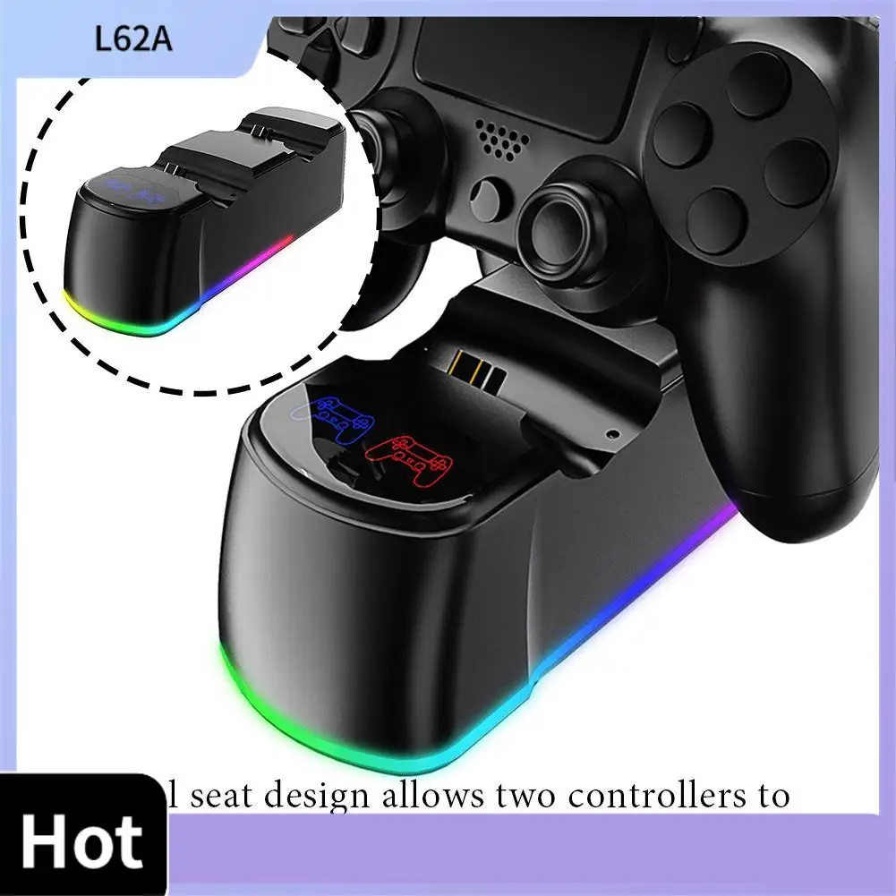 

L62A For Game Controller Charging Dual Seat Indicator Light Controller Blue Light Wireless Game Controller Charging Base Part