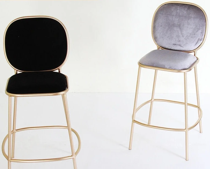 Minimalist metal café bar chairs restaurant bar front desk drinking chairs casual café bar chairs