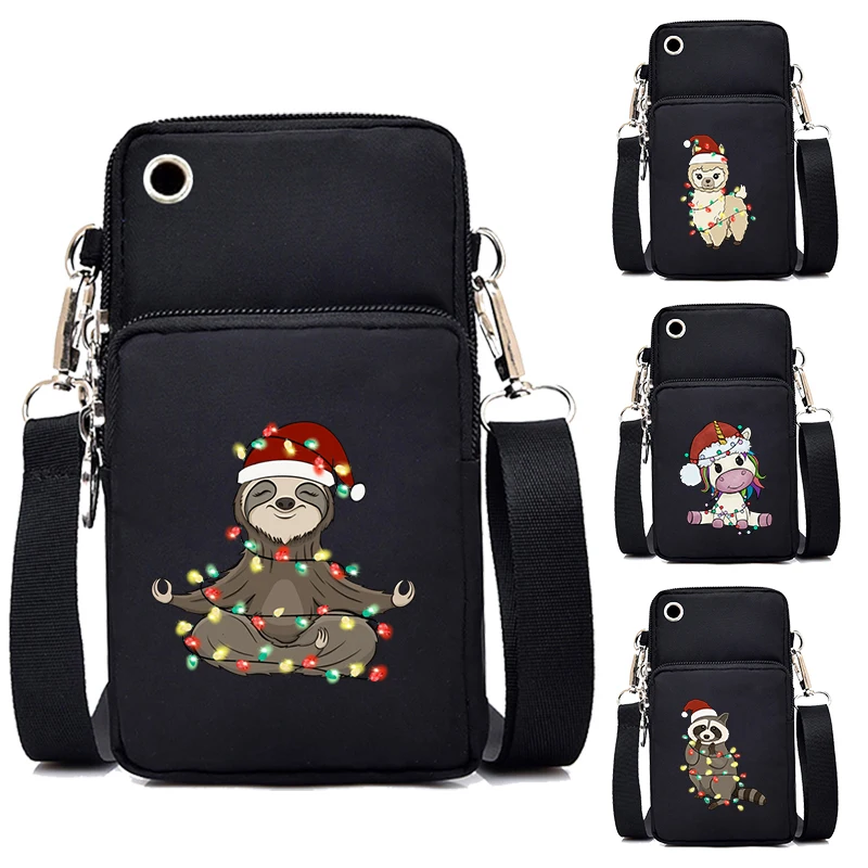 

Mini Mobile Phone Bag Christmas Sloth Xmas Lights CrossBody Bag Harajuku Animal Christmas Purse Women Shoulder Bag Handbag